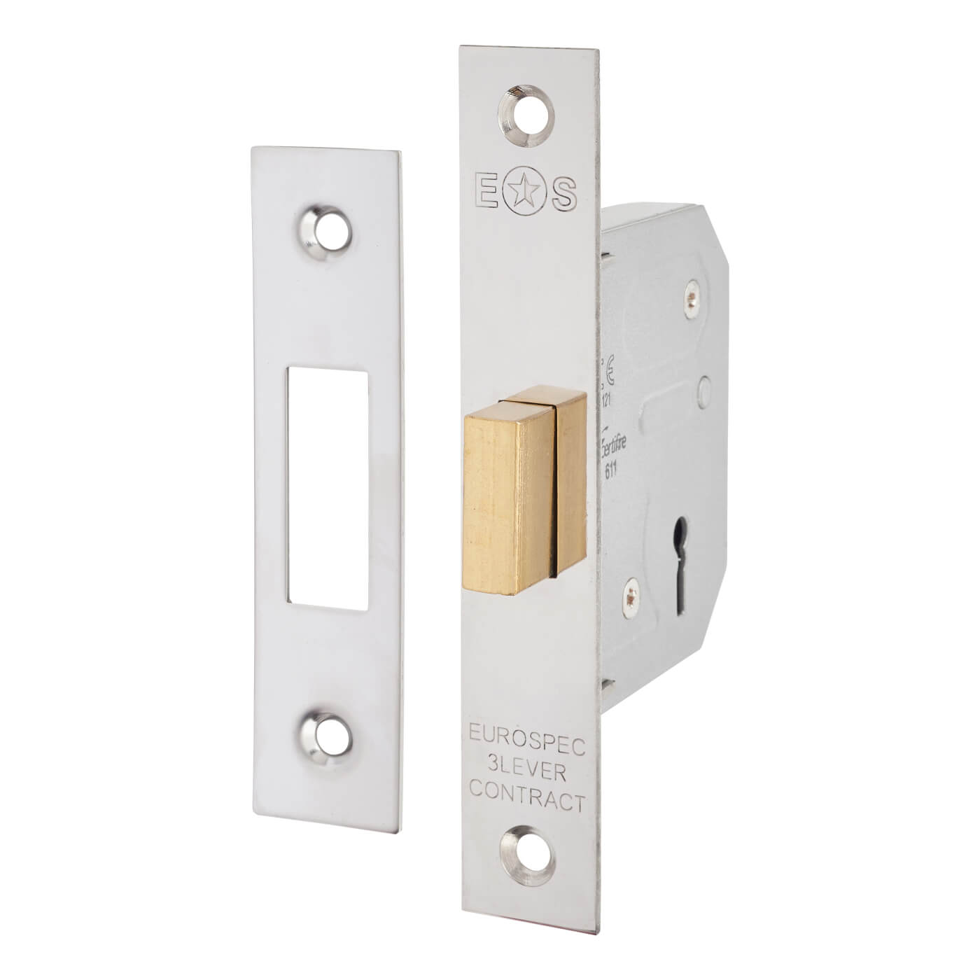 Contract 3 Lever Deadlock - 64mm Case - 44mm Backset - Polished Nickel - view 2