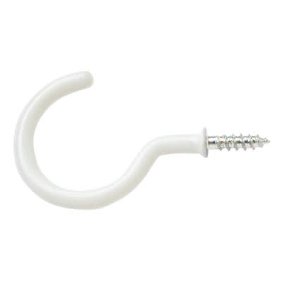 Cup Hook - 25mm Hook - White Plastic Coated - Pack of 10 - view 2