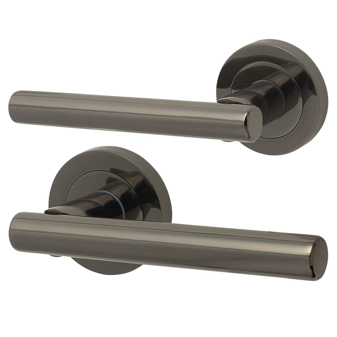 Black Nickel 3 Lever Sashlock Door Handles on Rose Pack - Ella Range - view 2