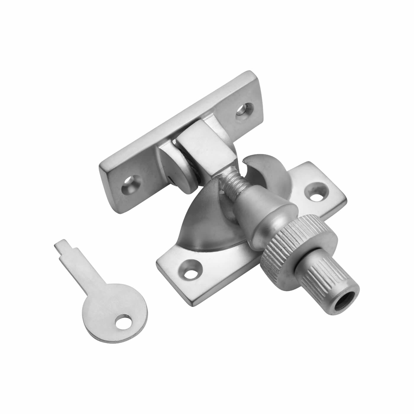 Locking Brighton Screw Pattern Sash Window Fastener - 57 x 22mm - Satin Chrome - view 2