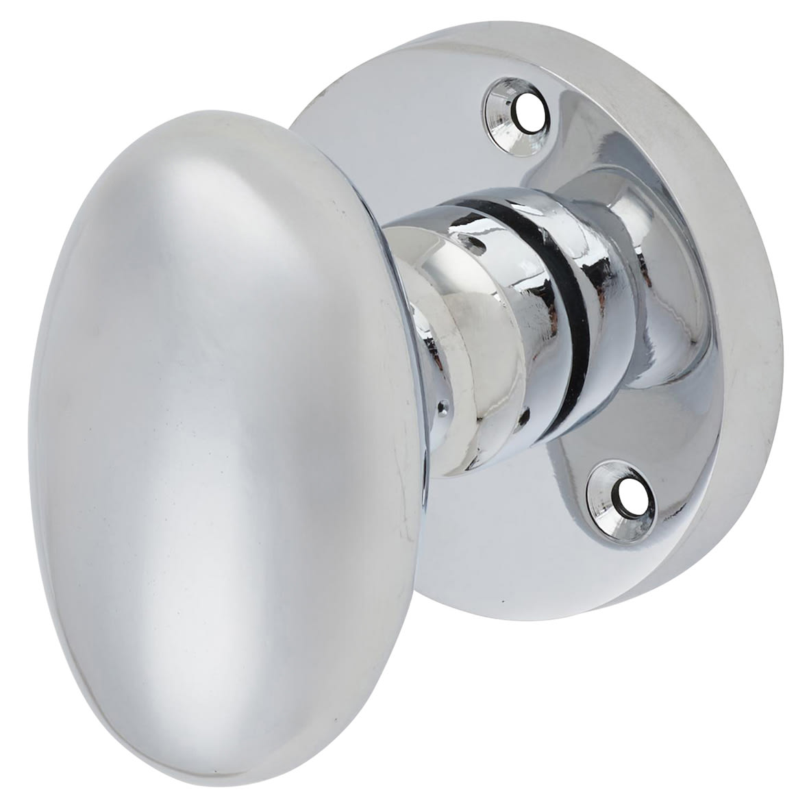 Polished Chrome Victorian Oval Mortice Door Knob - 61mm Rose Diameter - view 2