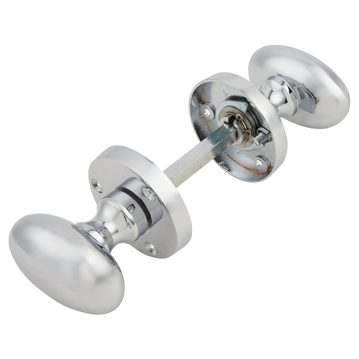 Polished Chrome Victorian Oval Mortice Door Knob - 61mm Rose Diameter - view 4