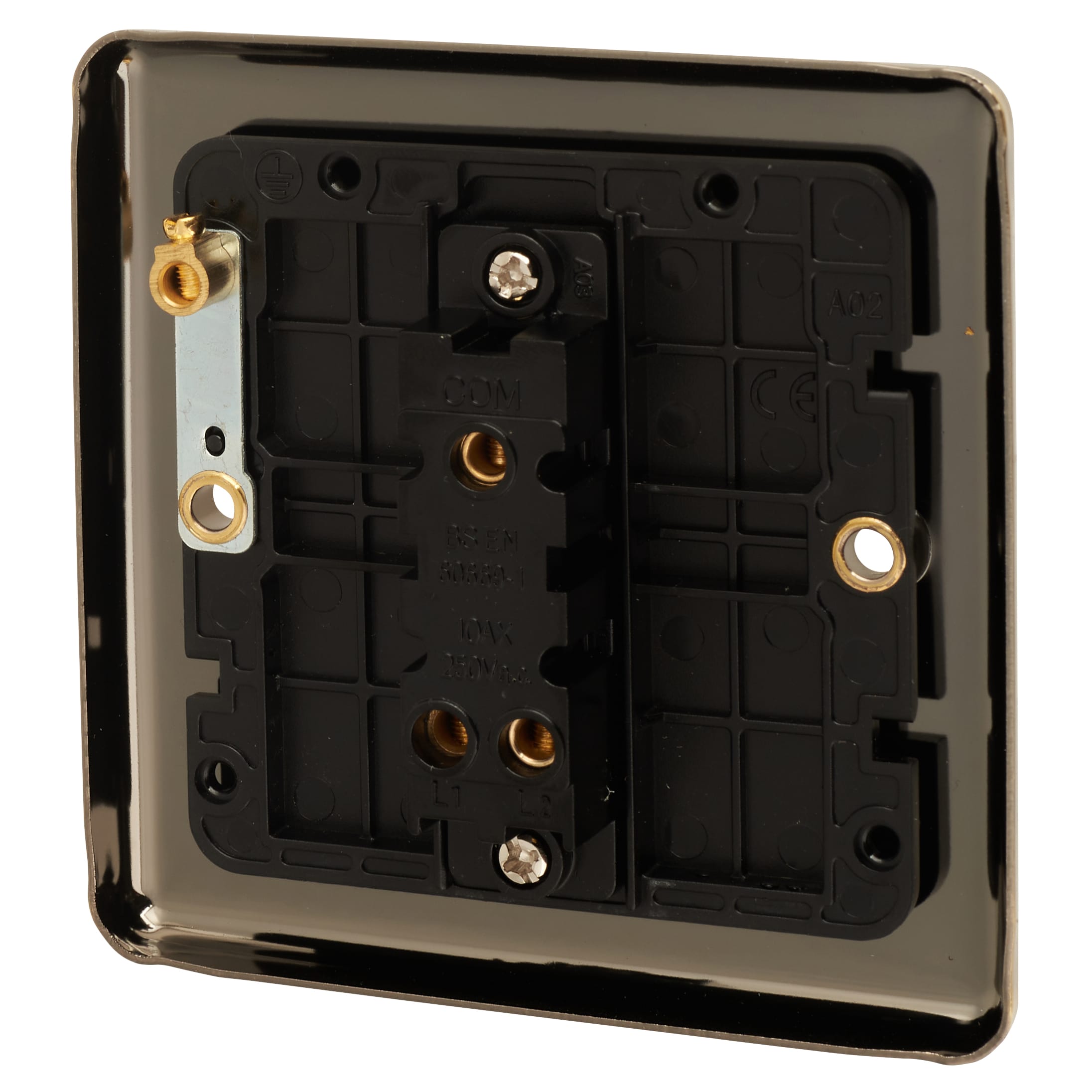 Enhance Decorative 10A 1 Gang 2 Way Light Switch - Antique Brass with Black Inserts - view 3