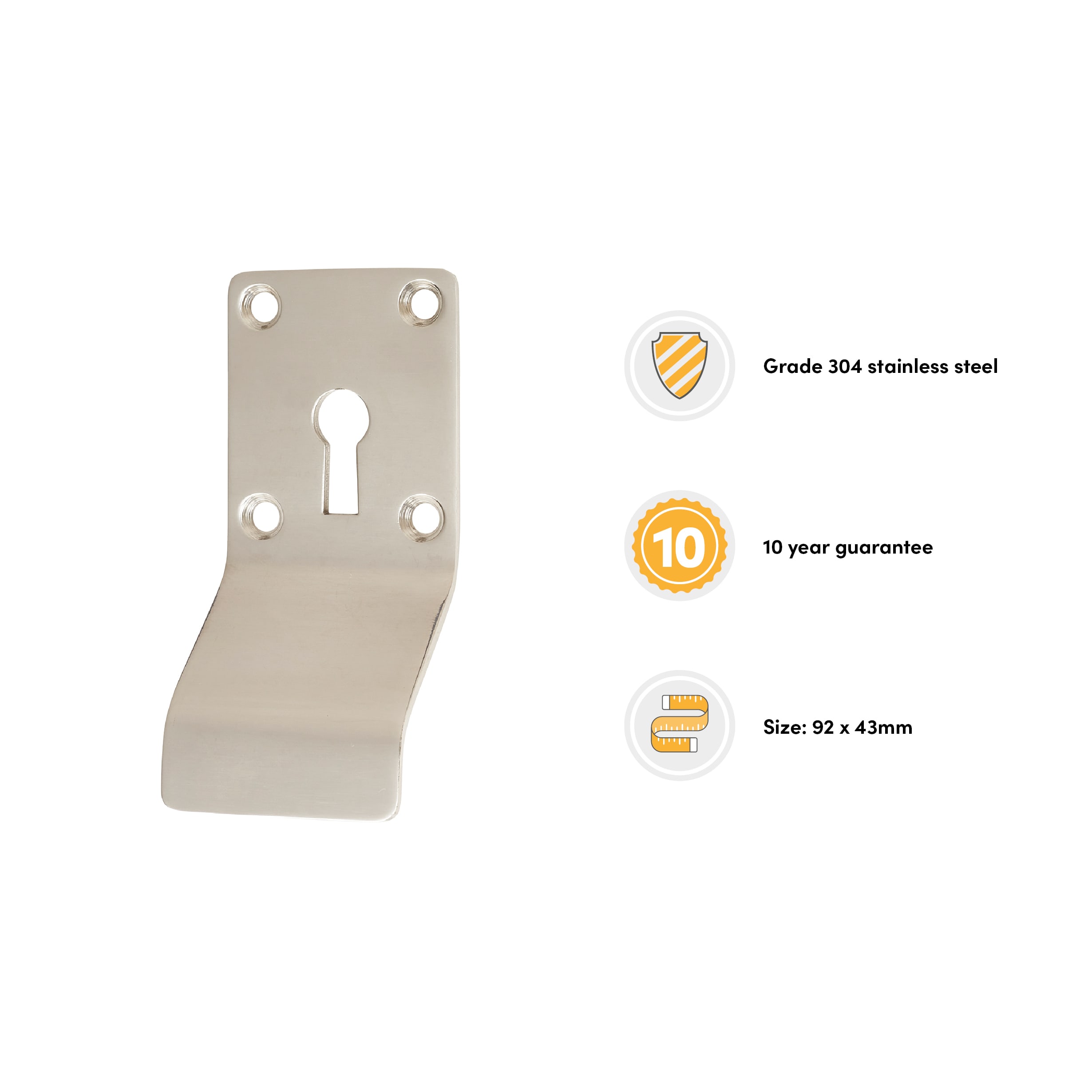 Polished Stainless Steel Keyhole Cylinder Pull - 92 x 43mm - view 3