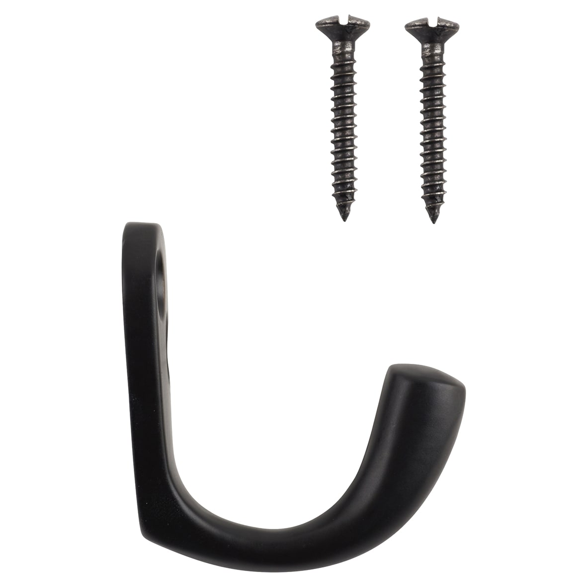 Solid Brass Single Coat Hook - 43 x 17mm - Matt Black - view 3