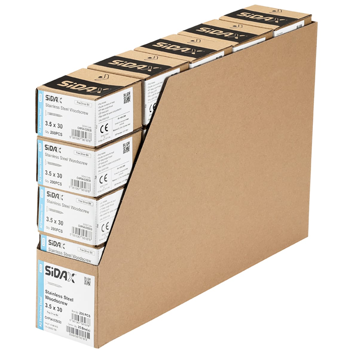 Pozi Countersunk Wood Screws - 3.5 x 30mm - A2 Stainless Steel - Pack of 200 - view 3