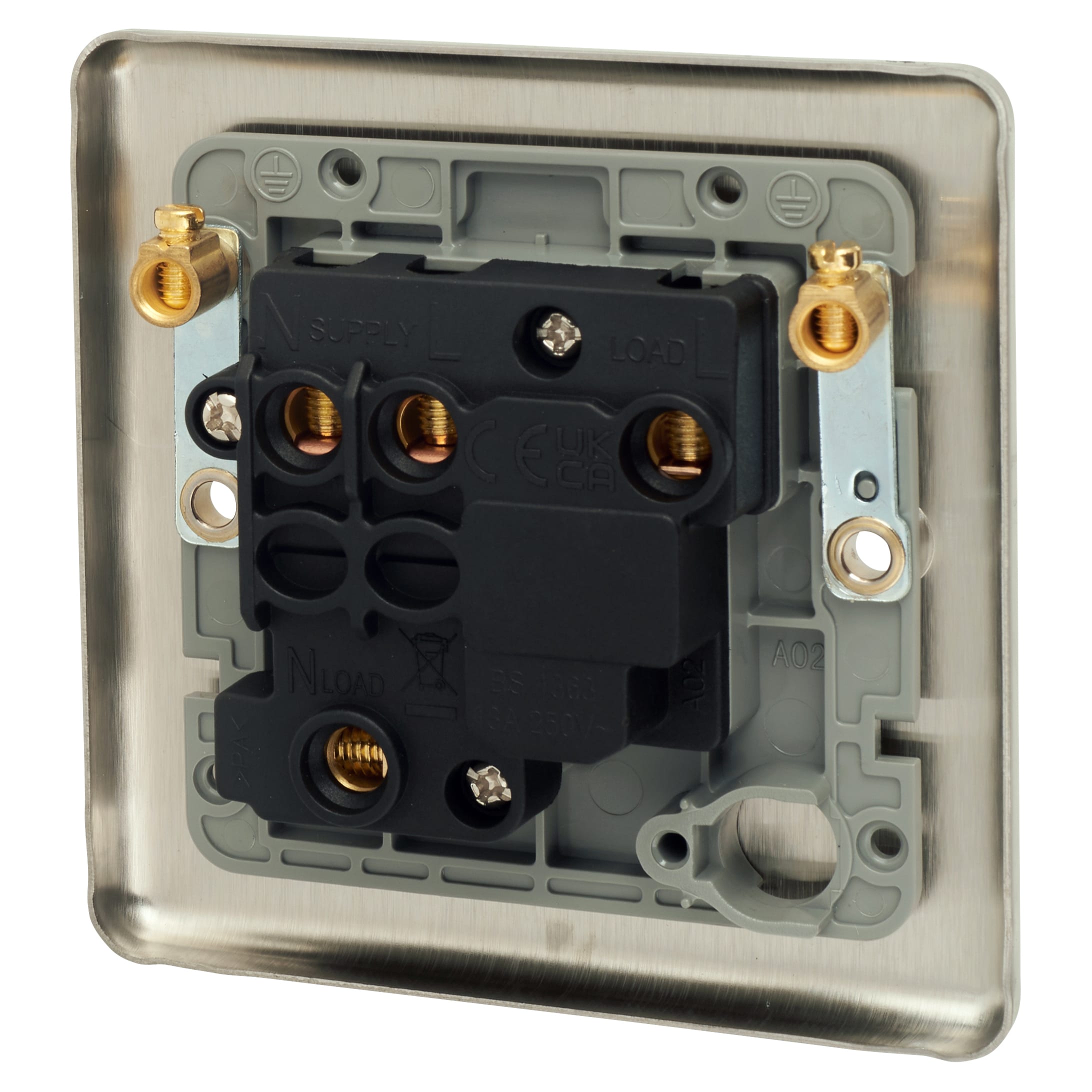 Enhance Decorative 13A 1 Gang DP Switched Fused Spur - Satin Steel with Grey Inserts - view 3