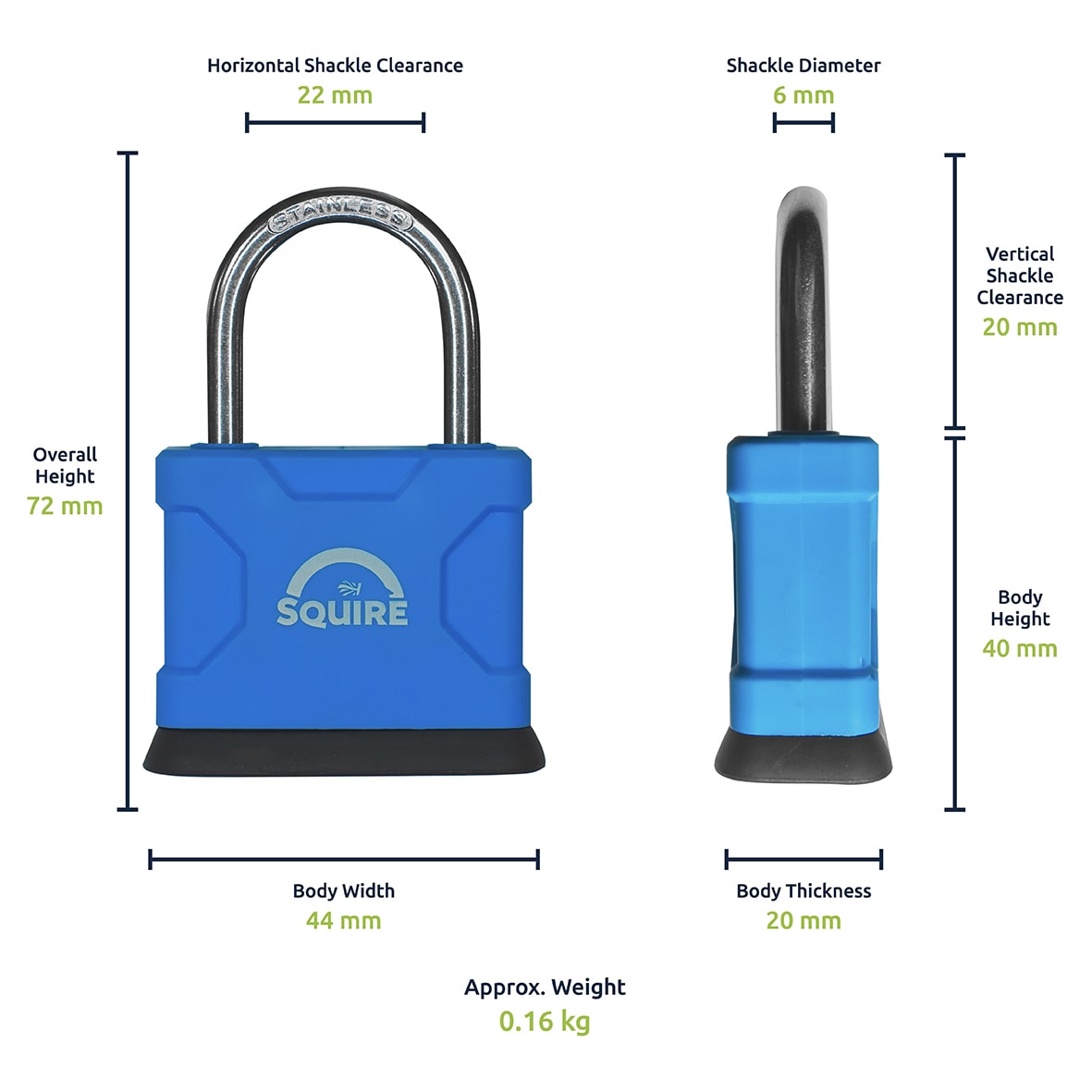 ATL52SM Marine Grade All Weather Padlock - 50mm Body - 29 x 28mm Shackle - Blue - view 4