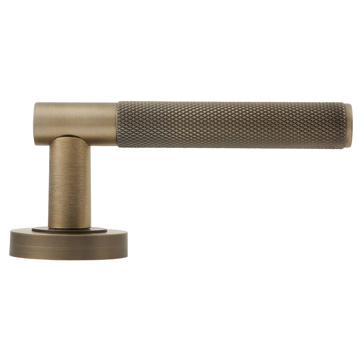Brass Antique Brass Knurled Latch Door Handles on Rose Ultimate Pack - Lagos Range - view 5