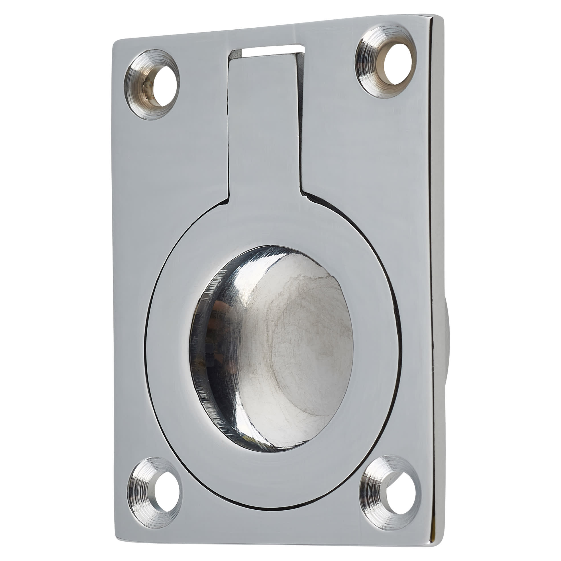 Rectangular Flush Ring Cabinet Pull Handle - 50 x 38mm - Polished Chrome - view 2