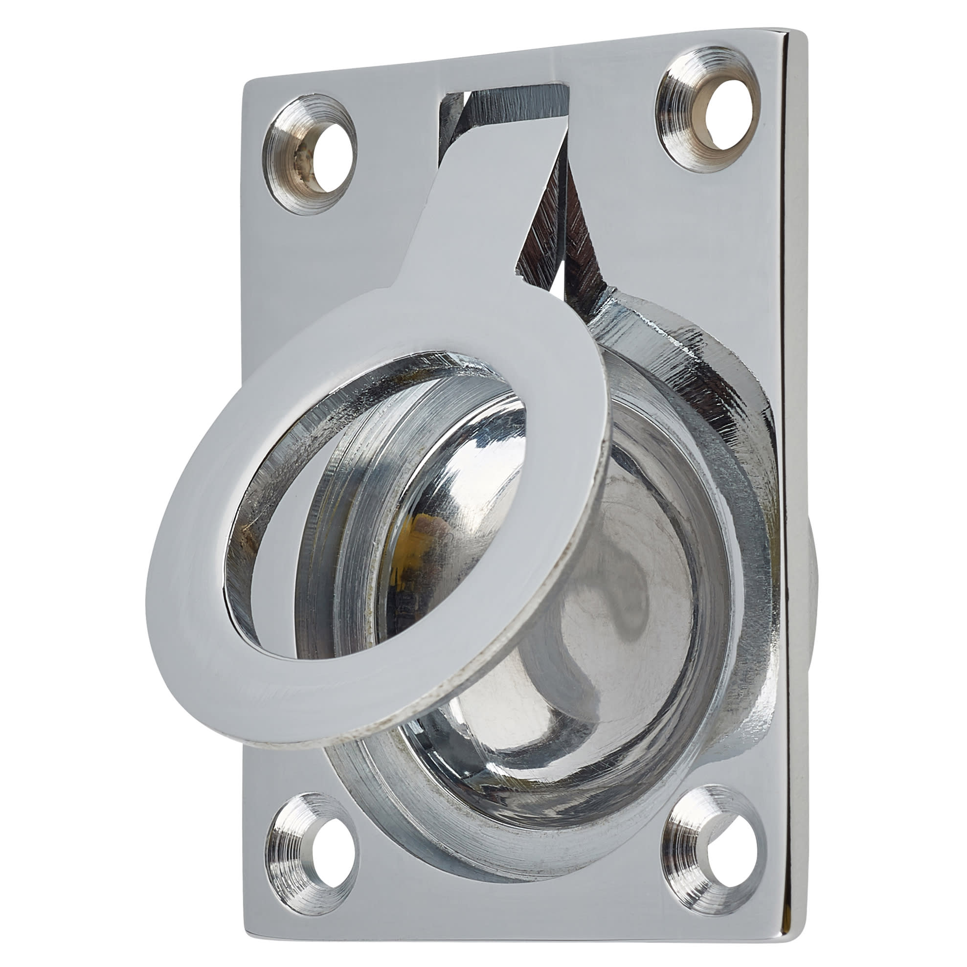 Rectangular Flush Ring Cabinet Pull Handle - 50 x 38mm - Polished Chrome - view 4