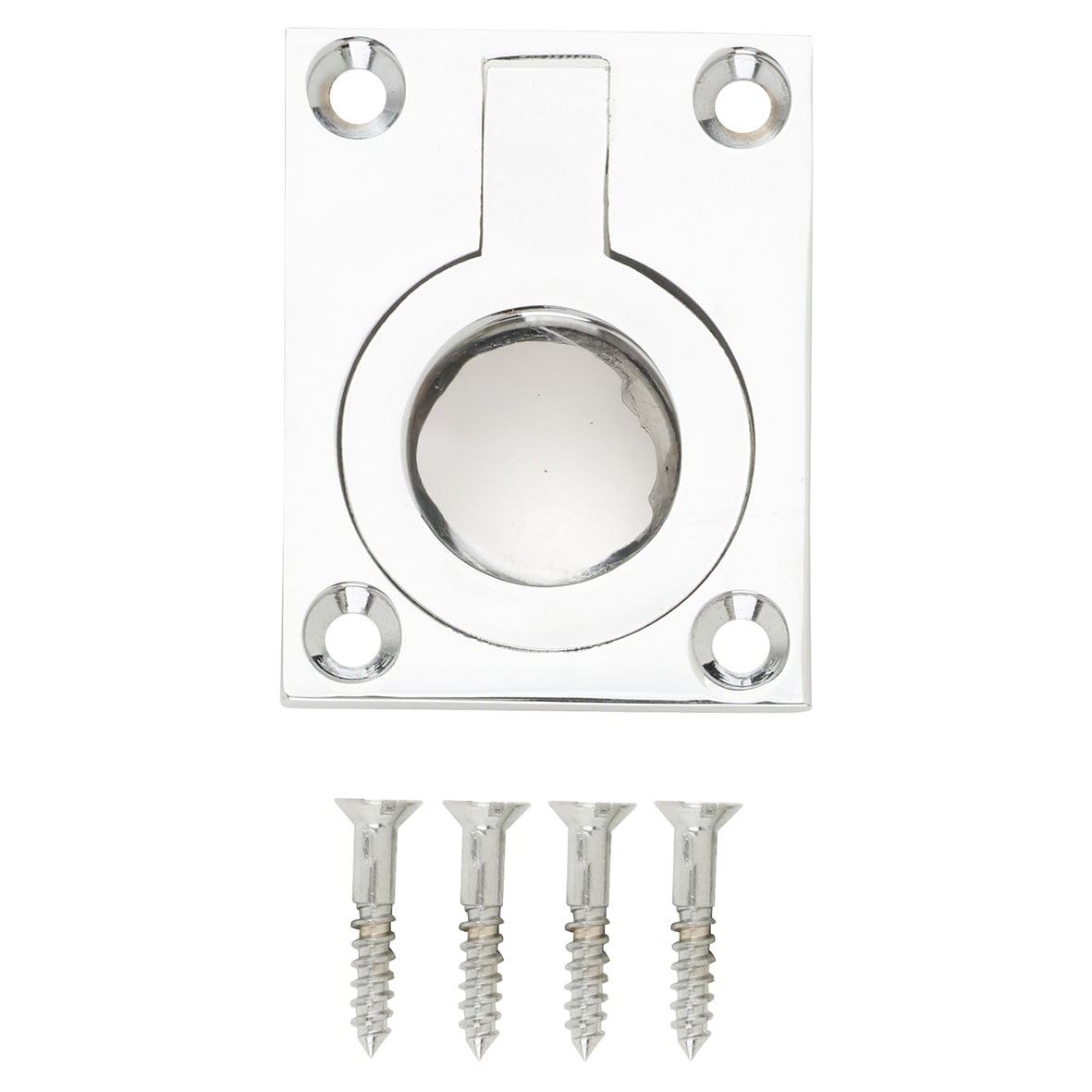 Rectangular Flush Ring Cabinet Pull Handle - 50 x 38mm - Polished Chrome - view 6