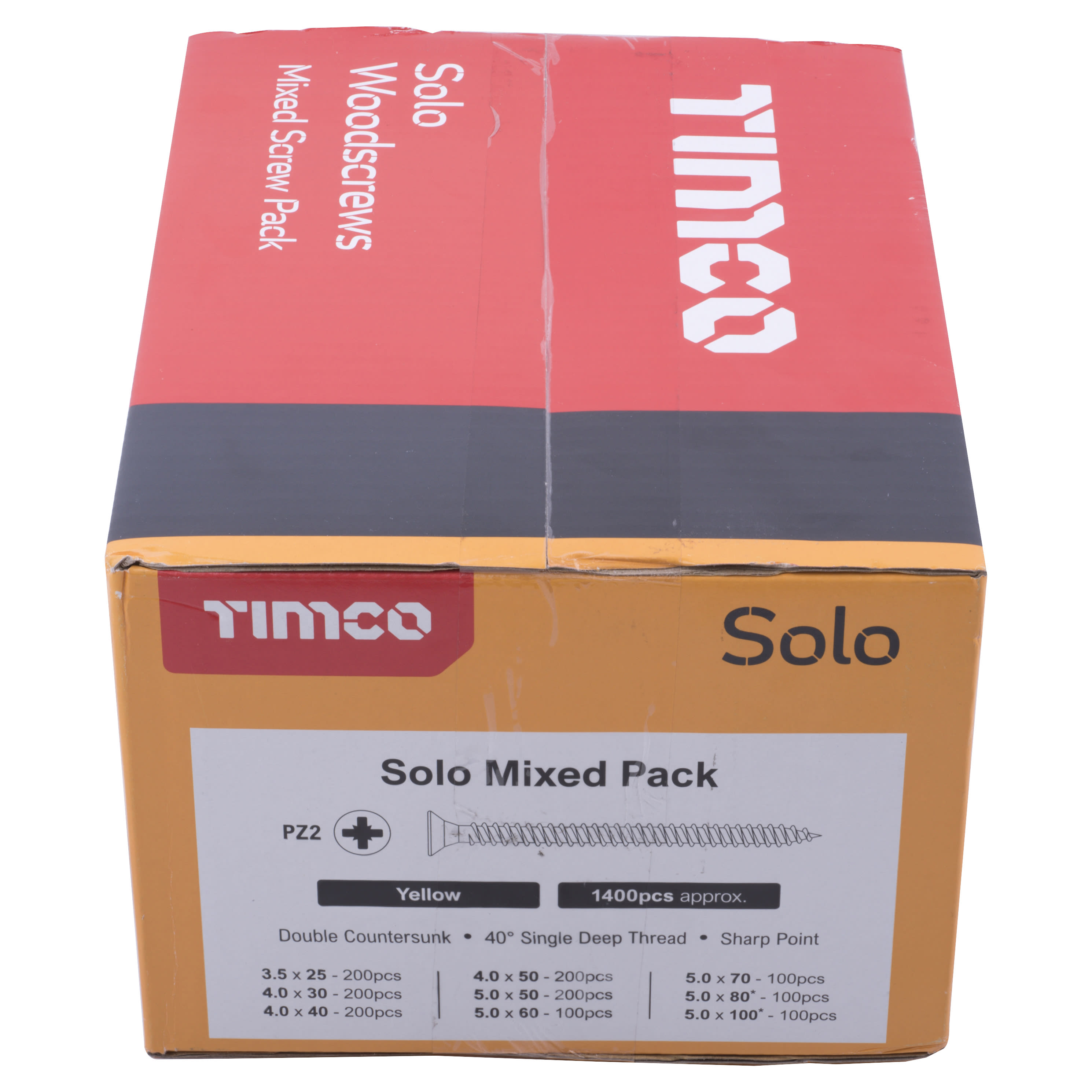 Solo Chippy Pozi Countersunk Wood Screws - Mixed Pack - Yellow Zinc - Pack of 1400 - view 2