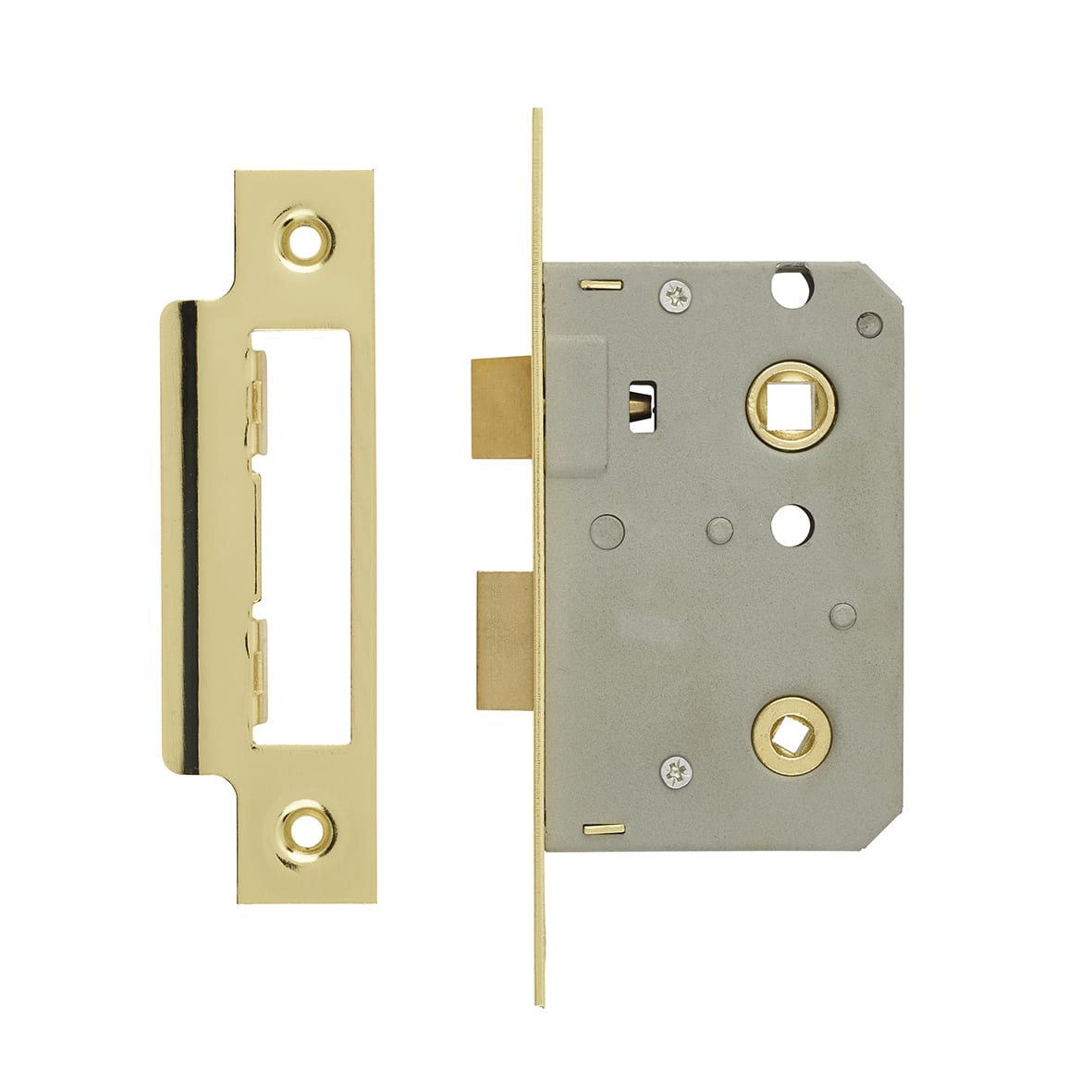 Bathroom Lock - 64mm Case - 44mm Backset - Polished Brass - view 3