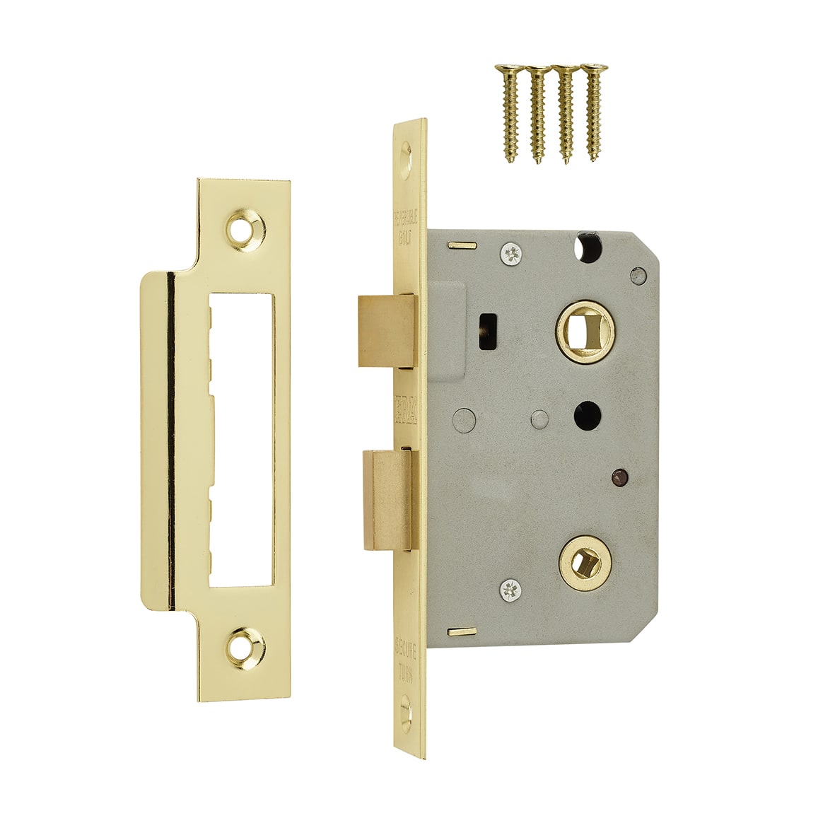 Bathroom Lock - 64mm Case - 44mm Backset - Polished Brass - view 4