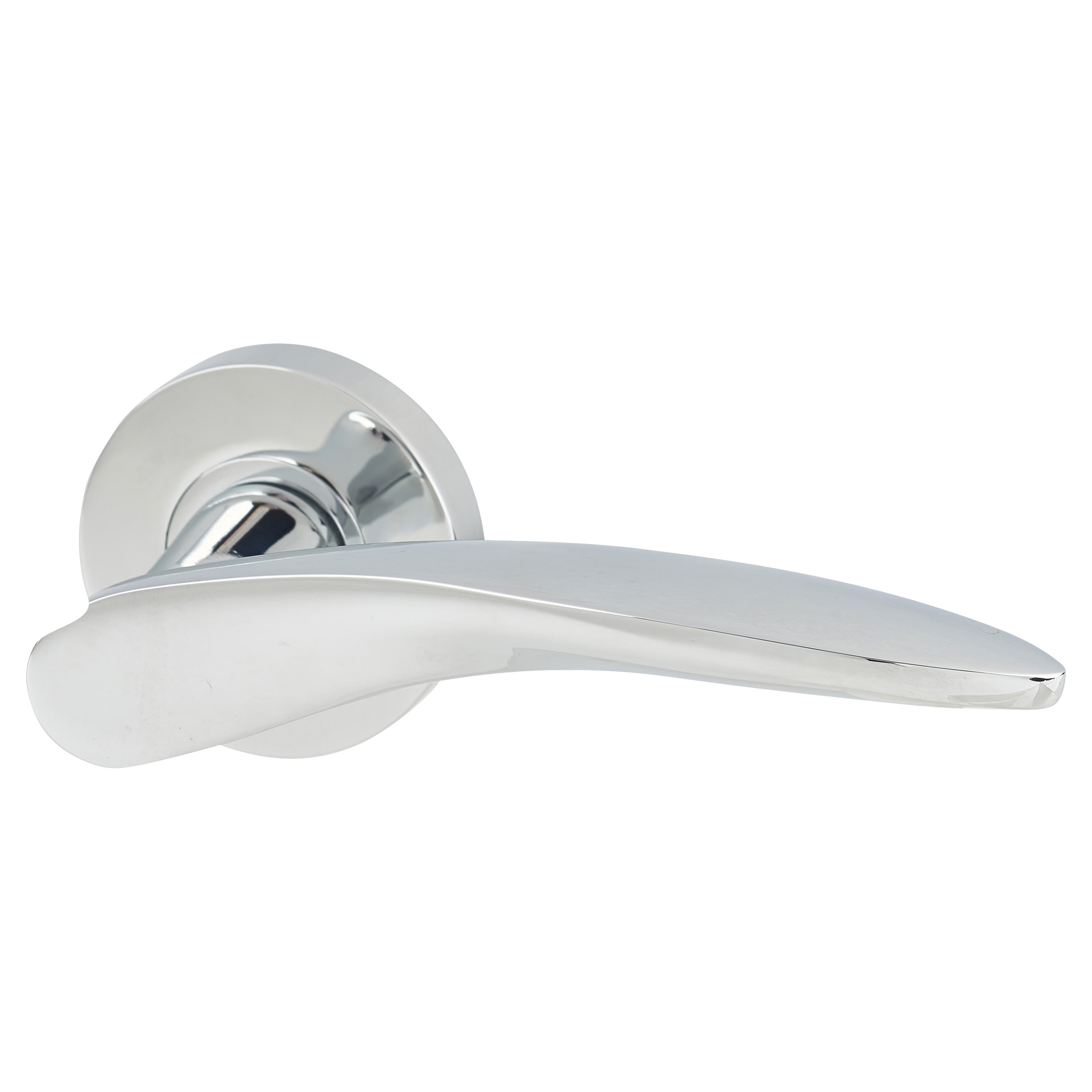 Polished Chrome Door Handles on Round Rose - Vecta Range - view 2
