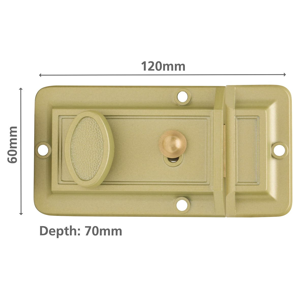 Traditional Nightlatch - 60mm Backset - Champagne Case/Polished Brass Cylinder - Pack of 5 - view 6