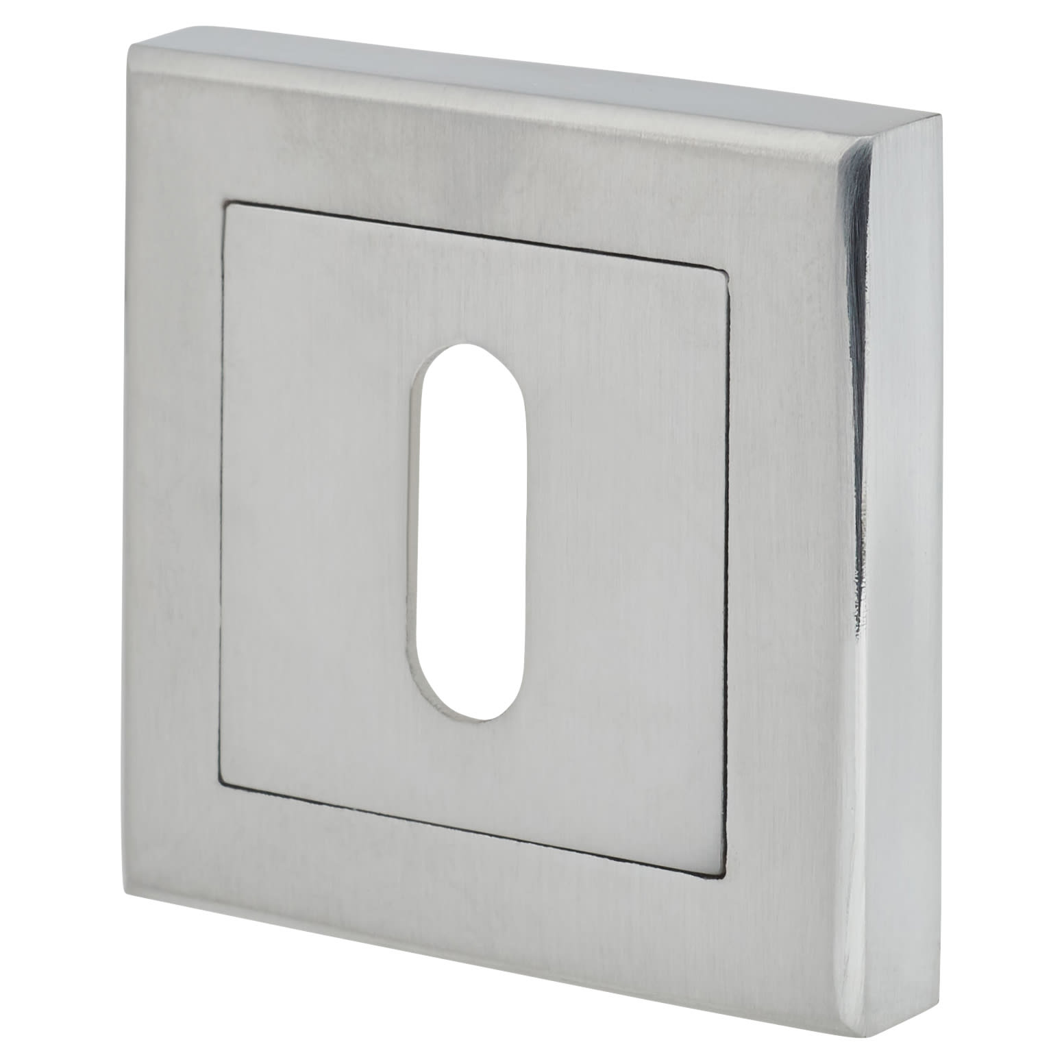 Square Escutcheon - 52 x 52mm - Keyhole - Satin Chrome - view 2
