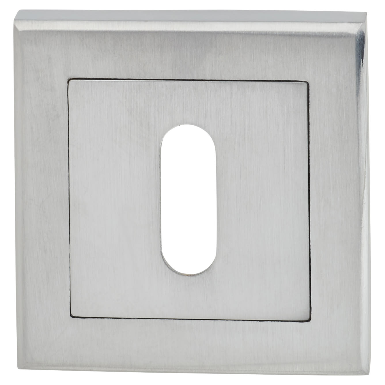 Square Escutcheon - 52 x 52mm - Keyhole - Satin Chrome - view 3