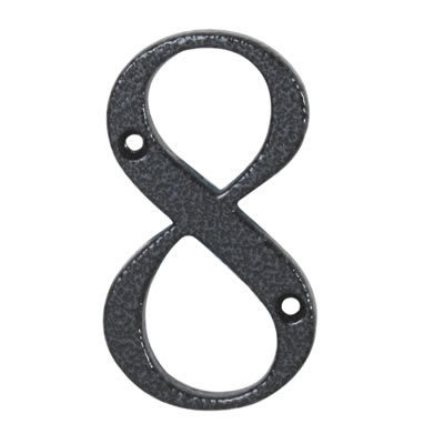 76mm Screw Fix Door Numeral - 8 - Antique Black Iron - view 2