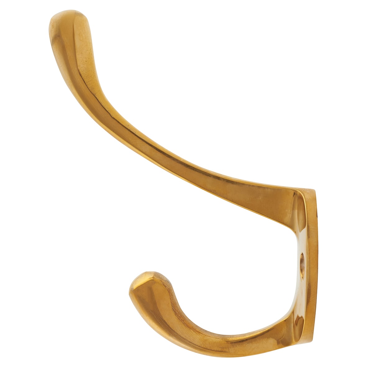Victorian Single Hat & Coat Hook - 80 x 35mm - Polished Unlacquered Brass - view 2