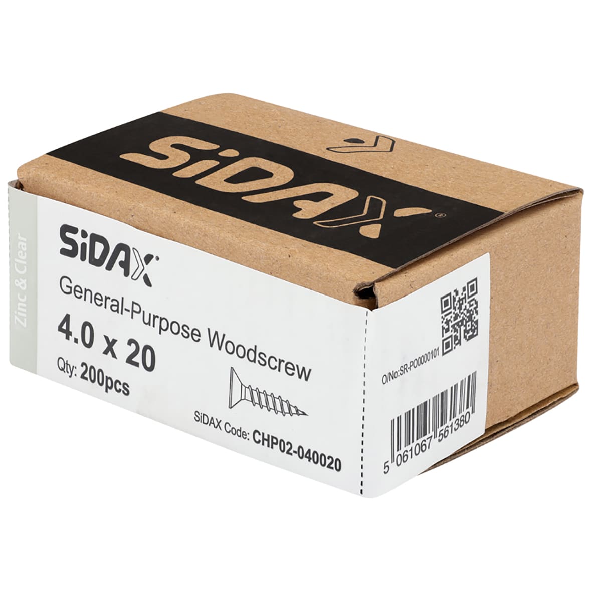 General Purpose Pozi Countersunk Chipboard Wood Screws - 4.0 x 20mm - Zinc Plated - Pk of 200 - view 2