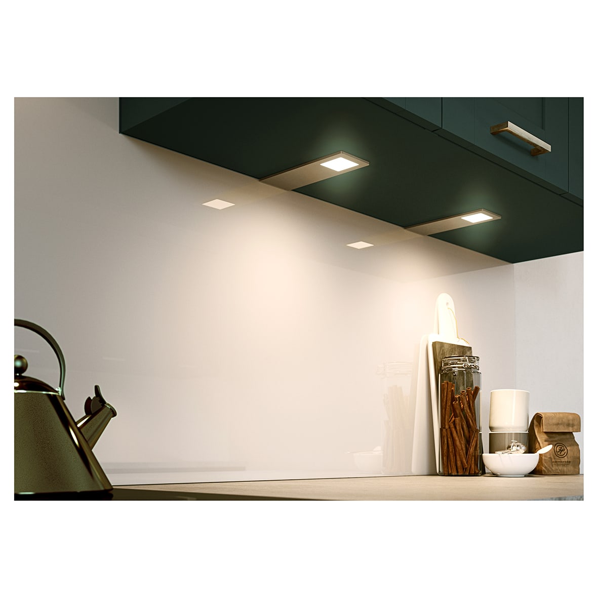 Astro 4.8W LED Rectangle Cabinet Downlight & Driver - 3000K/4000K/5000K - Brass - Pack of 3 - view 2