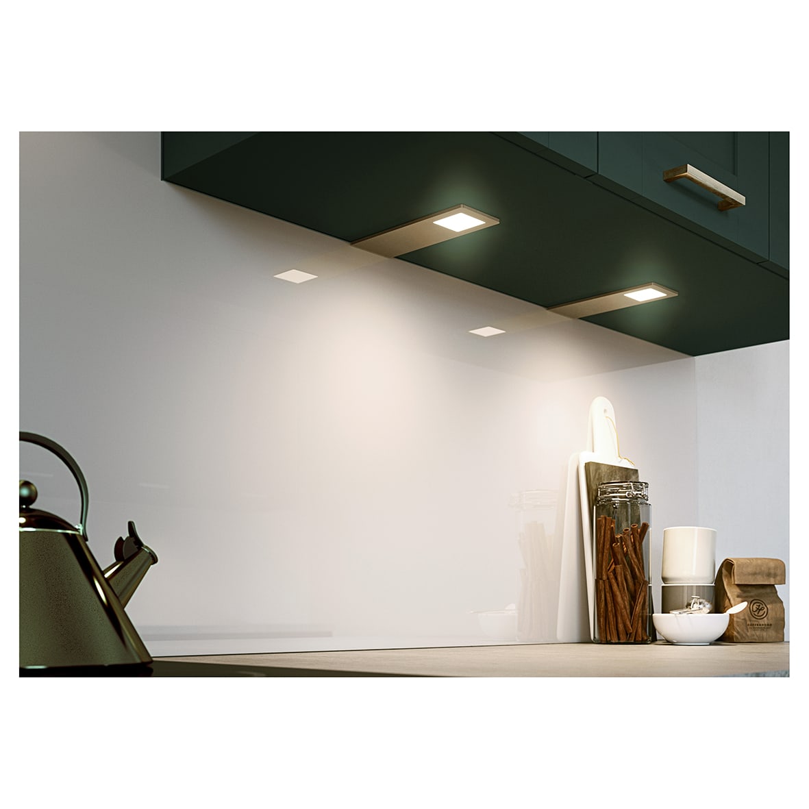Astro 4.8W LED Rectangle Cabinet Downlight & Driver - 3000K/4000K/5000K - Brass - Pack of 3 - view 3