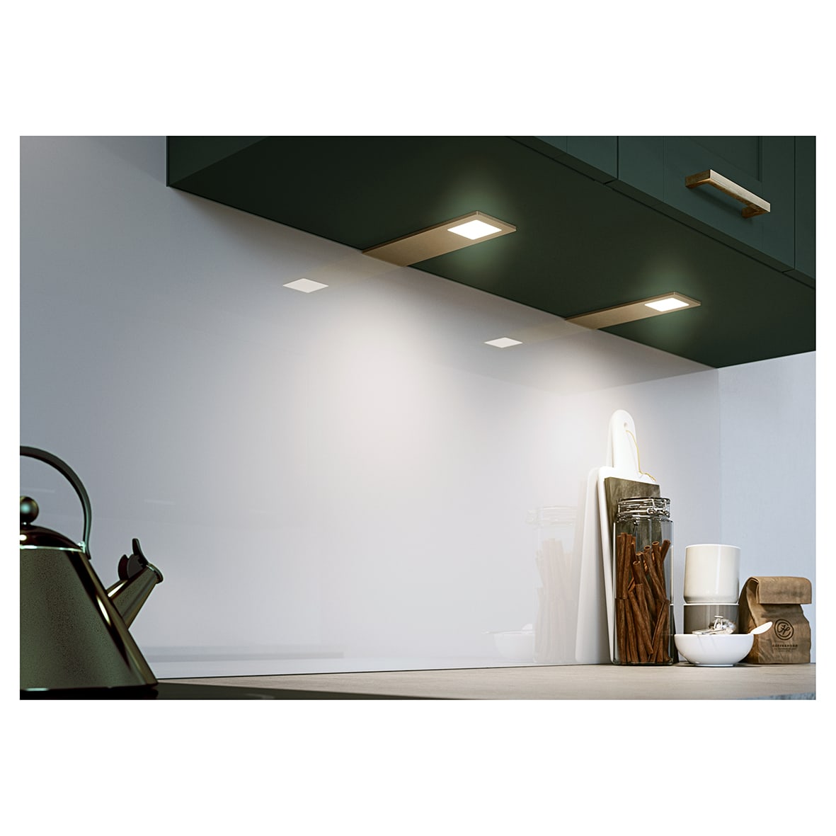 Astro 4.8W LED Rectangle Cabinet Downlight & Driver - 3000K/4000K/5000K - Brass - Pack of 3 - view 4