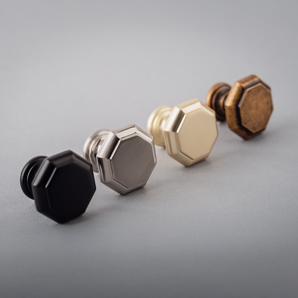 Looe Octagonal Cabinet Knob - 37mm Diameter - Satin Brass - view 3