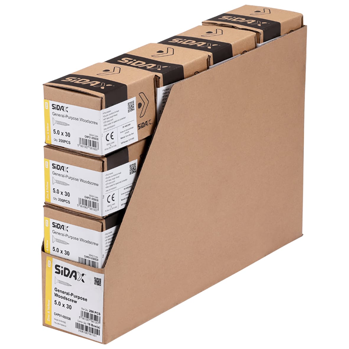 General Purpose Pozi Countersunk Chipboard Wood Screws - 5.0 x 30mm - Yellow Zinc - Pk of 200 - view 3