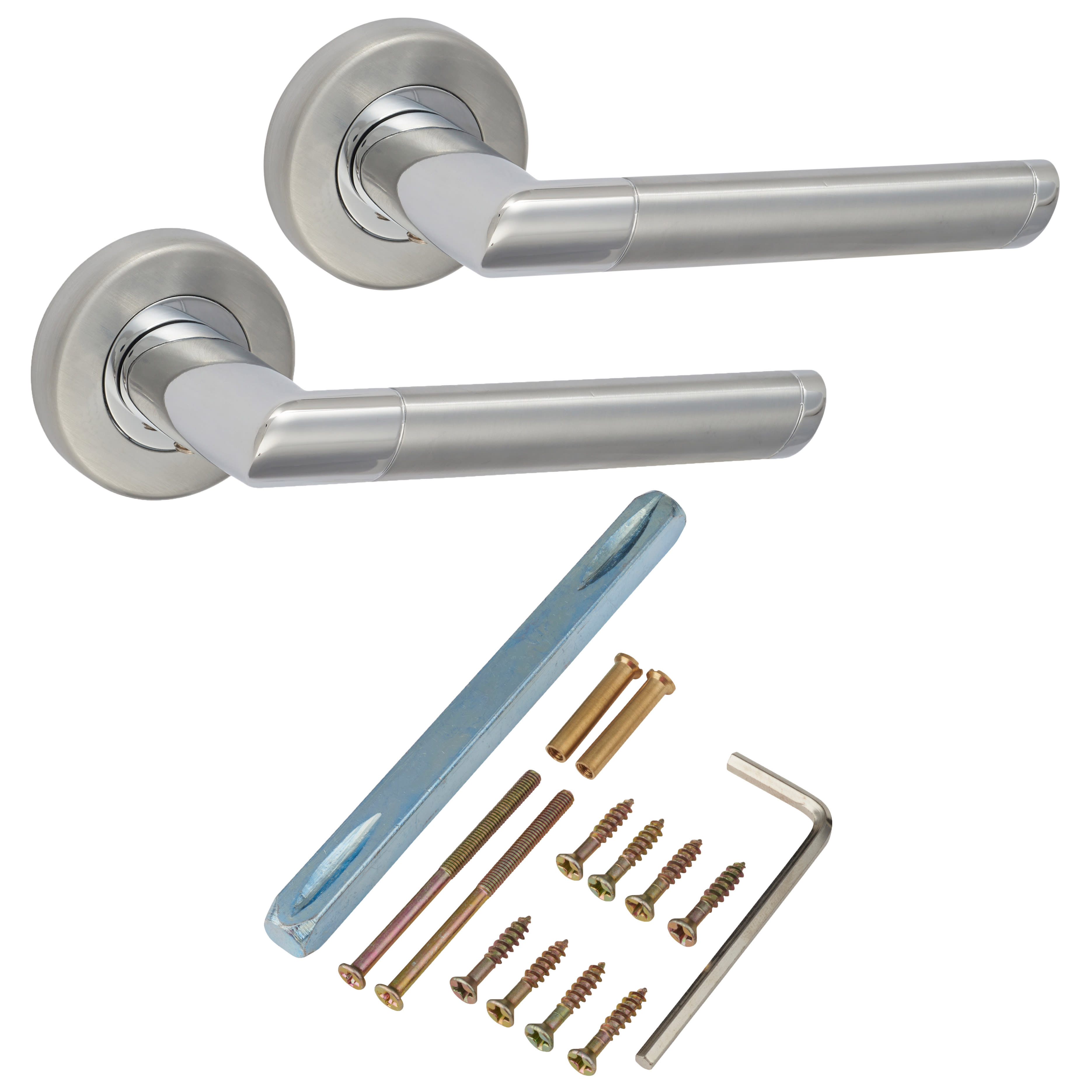 Polished/Satin Chrome Door Handles on Round Rose - Mercury Range - view 3