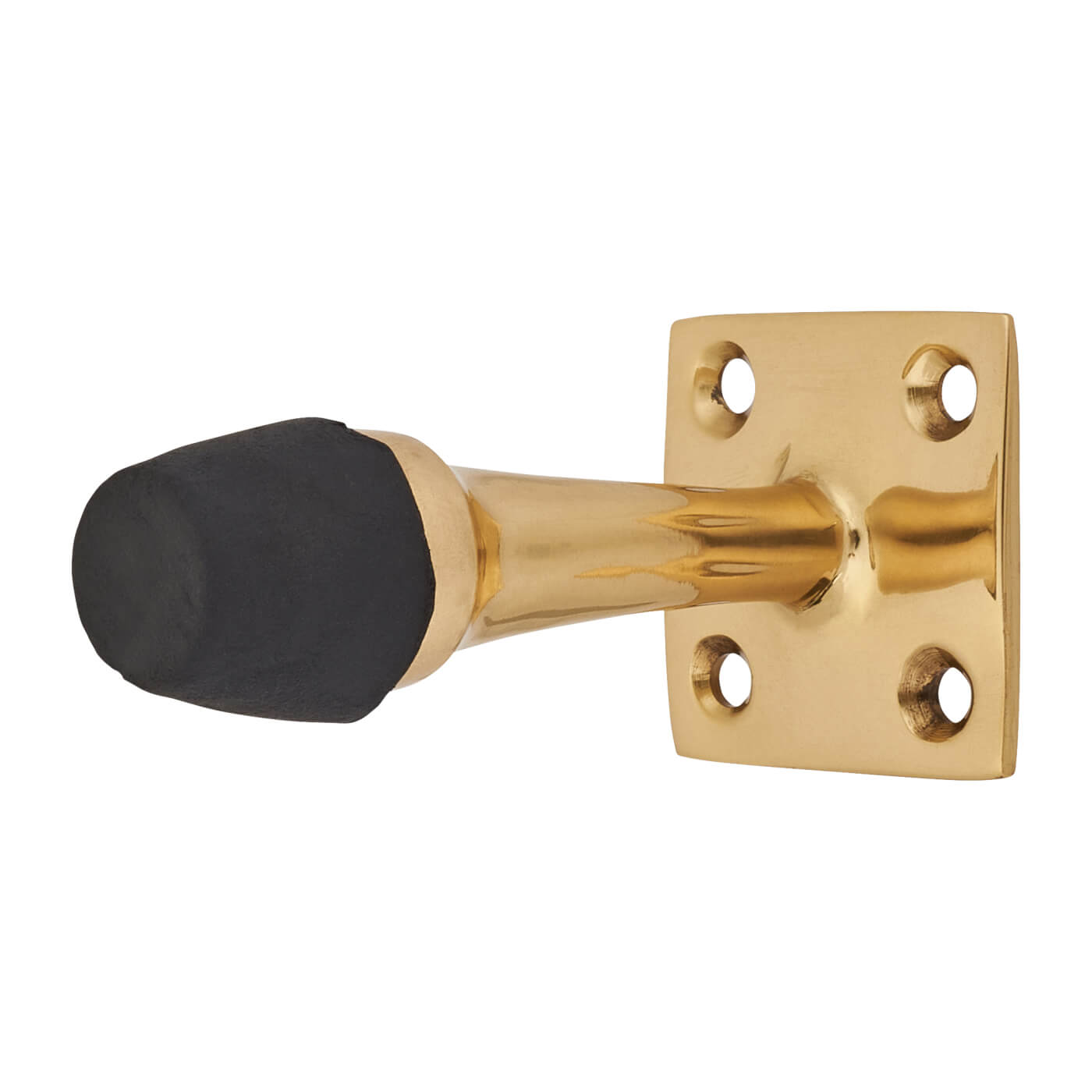 Square Base Projection Door Stop - 70mm Projection - Polished Brass - view 2