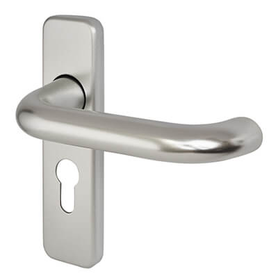 Satin Aluminium 20mm Return to Door Euro Lock Door Handles - 155 x 40mm - view 2