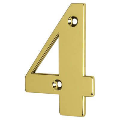 79mm Screw Fix Door Numeral - 4 - Polished Brass Effect - view 2