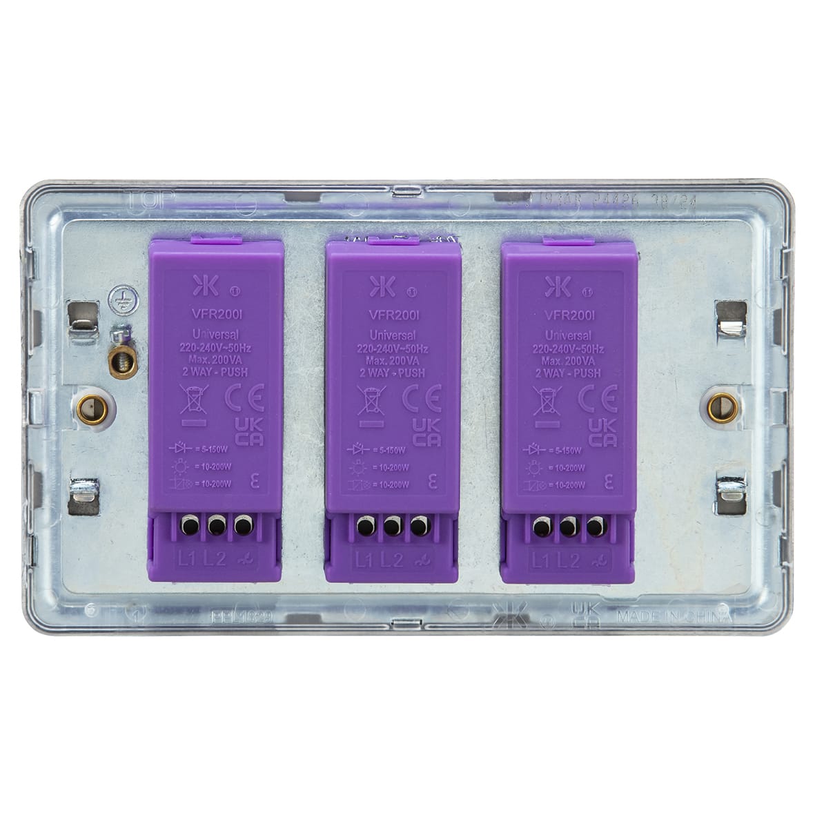 5-150W 3 Gang 2 Way Push On/Off Rotary Flat Intelligent LED Dimmer Switch - Ant Brass - view 3