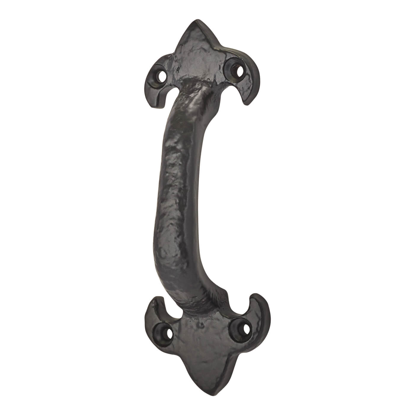 Antique Black Iron Fleur de Lys Offset Door Pull Handle - Screw Fix - 130 x 45mm - view 2