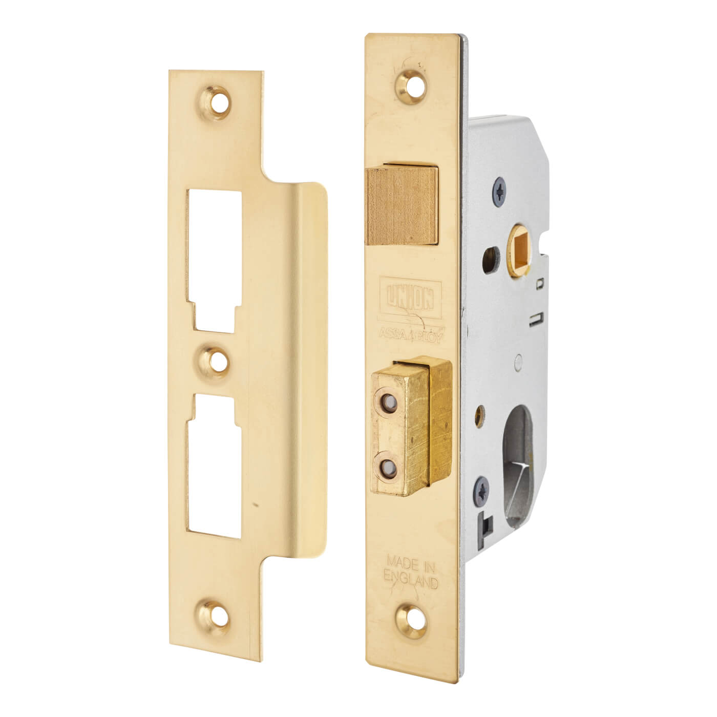 2241 Bolt Through Oval Sashlock - 77mm Case - 57mm Backset - Polished Brass - view 2