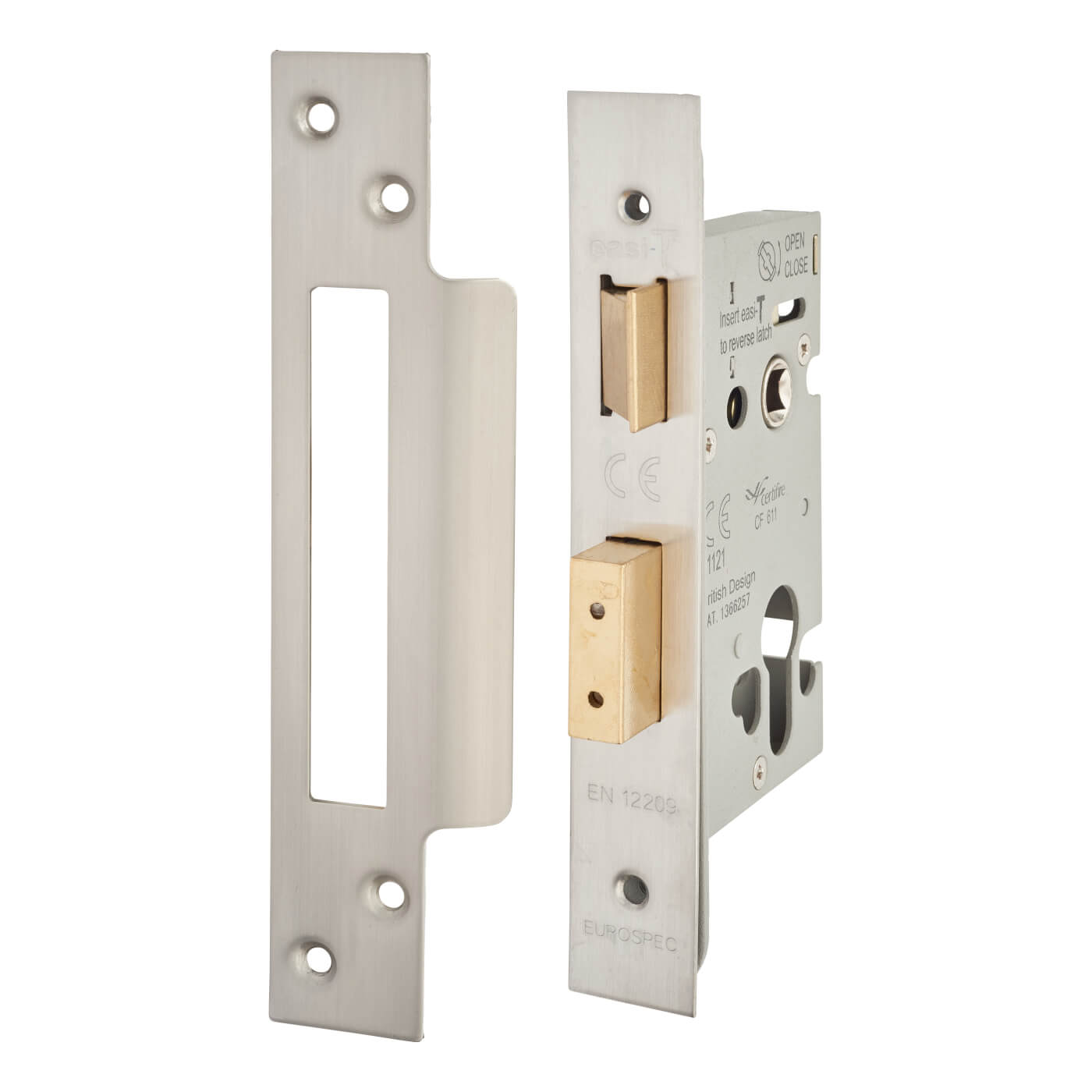 Architectural Bolt Through Euro Profile Sashlock - 65mm Case - 44mm Backset - Satin Stainless Steel - view 2