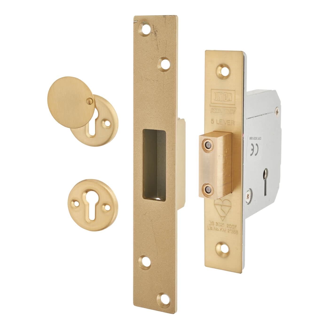 3G114E:2007 Heavy Duty 5 Lever Deadlock - 80mm Case - 53mm Backset - Pol Brass - view 2