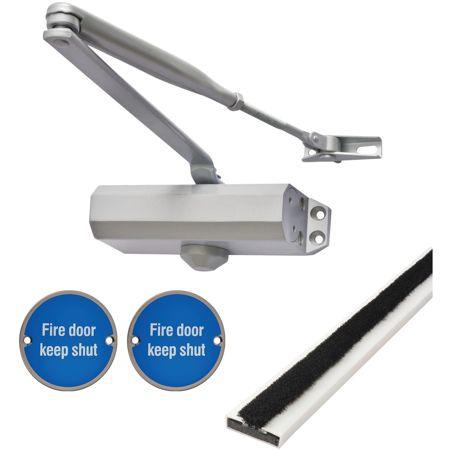 Light Duty Pull Door Handle Fire Door Kit - Power Size 3 - Push/Pull Mounting - Silver - view 5