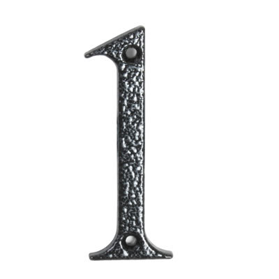 76mm Screw Fix Door Numeral - 1 - Antique Black Iron - view 2