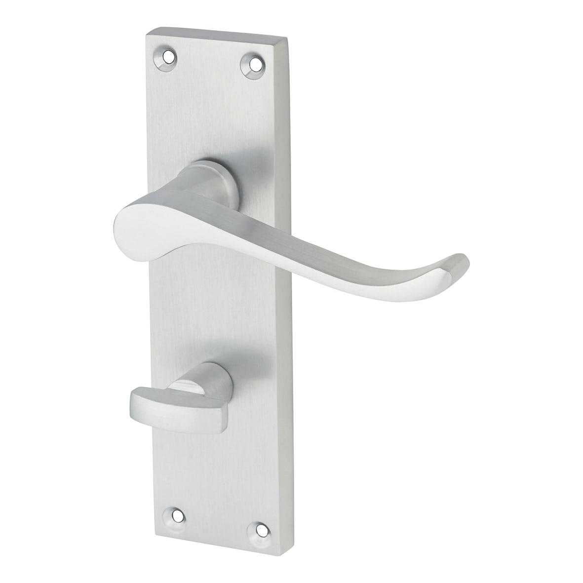 Satin Chrome Budget Scroll Bathroom Lock Door Handles Pack - Mia Range - view 2
