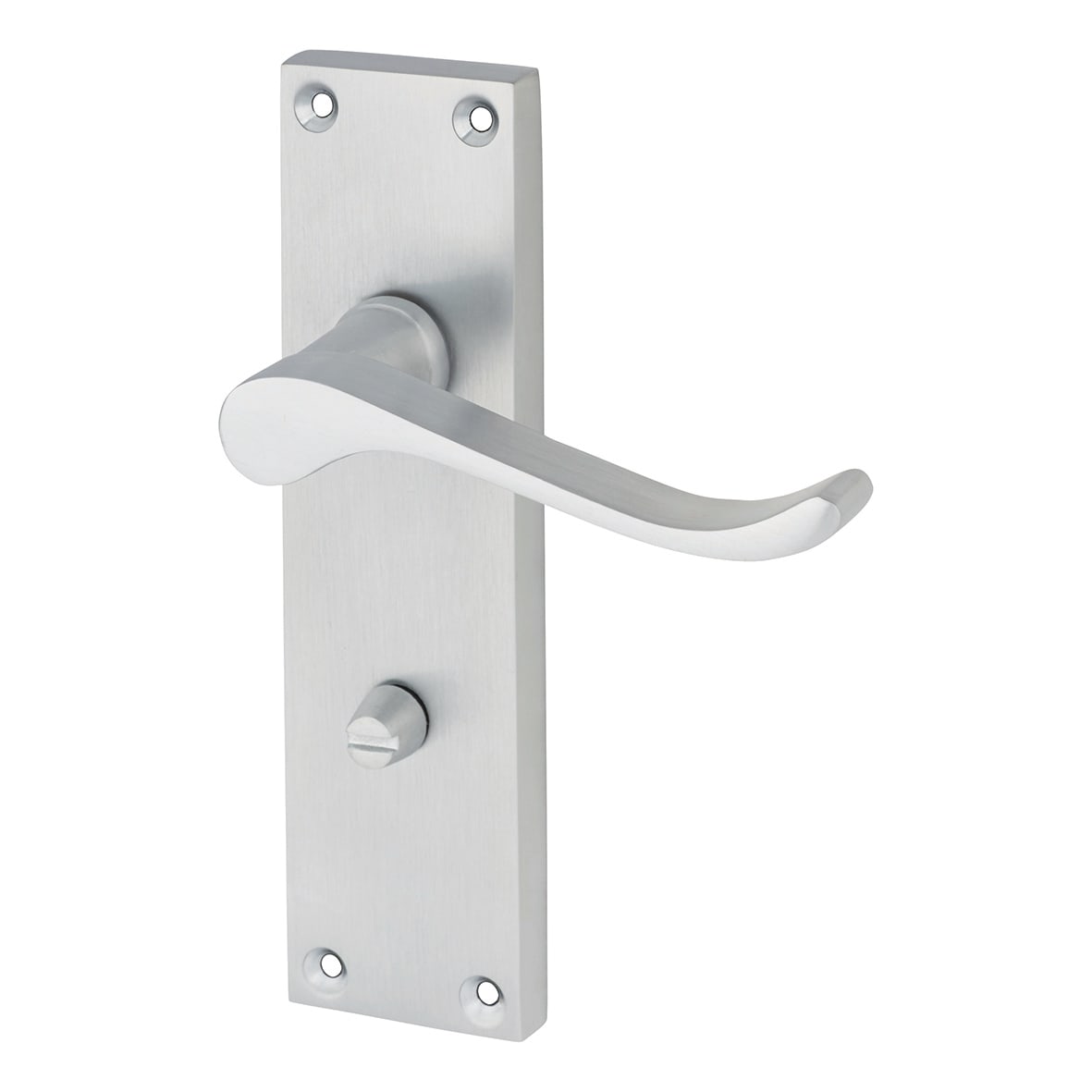 Satin Chrome Budget Scroll Bathroom Lock Door Handles Pack - Mia Range - view 3