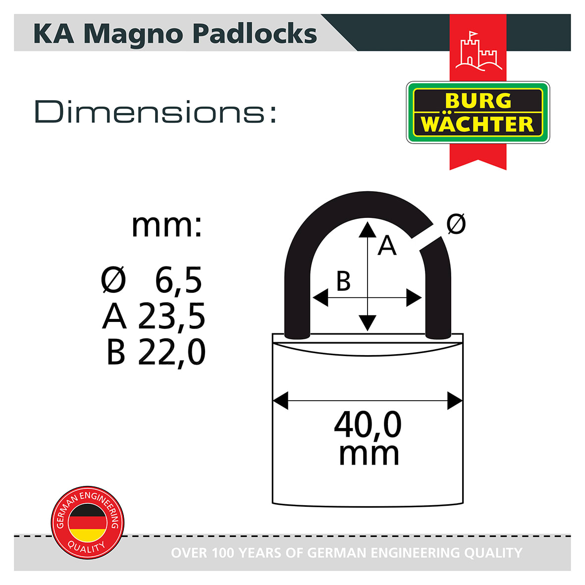 Brass Magno Padlock - 40mm Body - 22 x 23.5mm Shackle - Keyed Alike - Pack of 10 - view 4