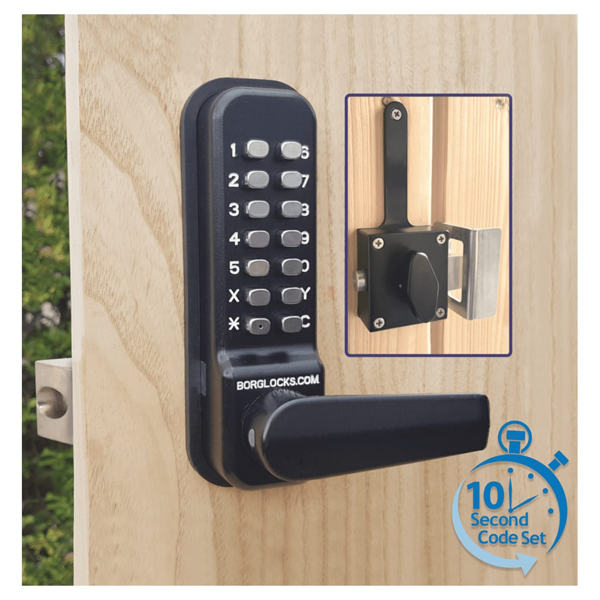 Borg BL4409 Easicode Pro External Marine Grade Pro Push Button Slam Latch Code Lock - Black - view 4