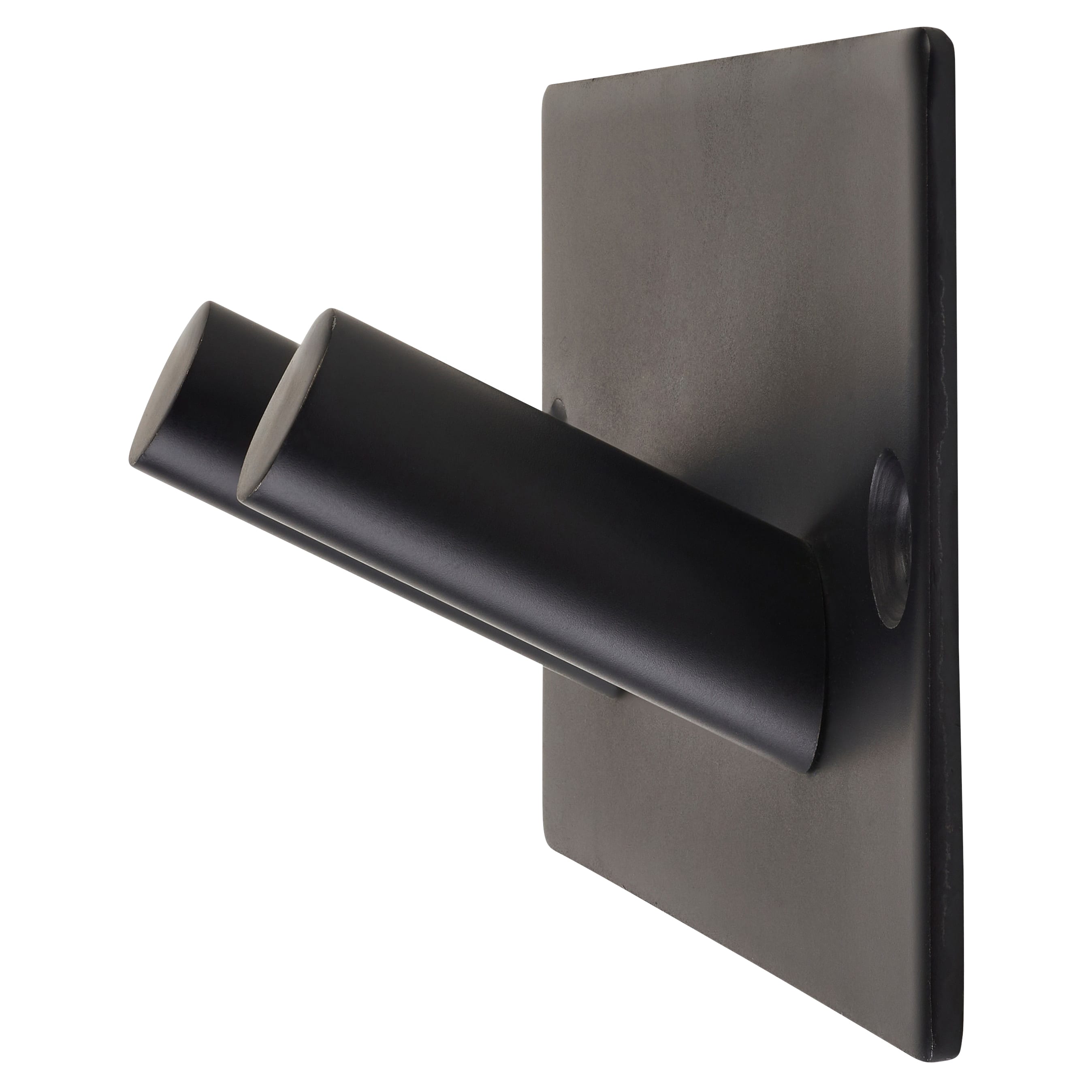 Square Horizontal Hook Plate - 90 x 45mm - 2 Hooks - Matt Black - view 2