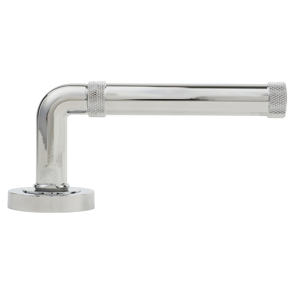 Polished Chrome Fire Rated Knurled Door Handles on Round Rose - Midtown Range - view 3