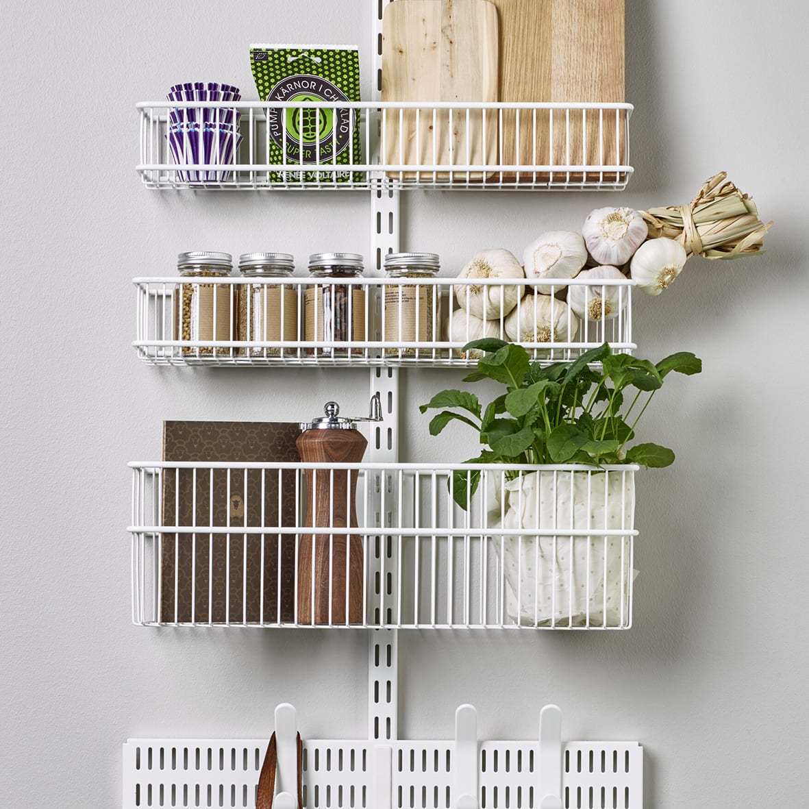 Top Track System - Medium Wire Basket for Door & Wall Racks - 435 x 104 x 70mm - White - view 2