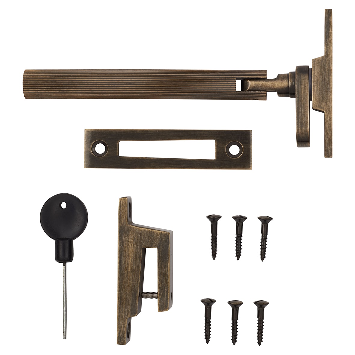 Aspen Lines Locking Mortice & Hook Plate Window Fastener - Reversible - Antique Brass - view 5